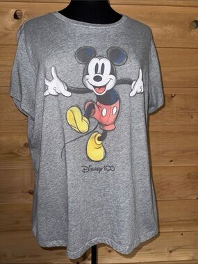 Disney 100 Gray Short Sleeve Tee with Classic Mickey Graphic